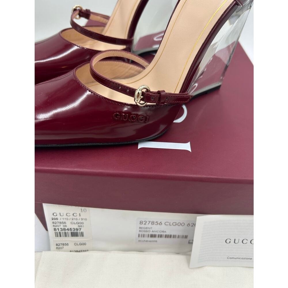 Women's Gucci calf skin Rosso wedge mules size 38 made in Italy - Picture 7 of 14